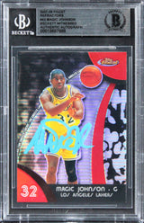 Lakers Magic Johnson Signed 2007 Finest Refractors #43 Card BAS Slabbed