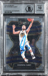 Warriors Stephen Curry Signed 2019 Select #91 Card Auto Grade 10! BAS Slabbed