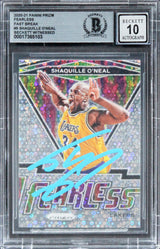 Shaquille O'Neal Signed 2020 Panini Prizm Fearless FB #5 Card Auto 10! BAS Slab