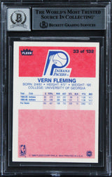 Pacers Vern Fleming Signed 1986 Fleer #33 Card Auto Graded Mint 10! BAS Slabbed