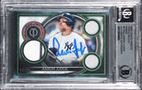 Yankees Aaron Judge Signed 2020 Topps Tribute Triple Relics #TTRAJ Card BAS Slab