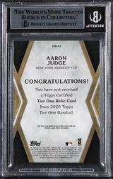 Yankees Aaron Judge Signed 2020 Topps Tier One Relics #T1RAJ Card BAS Slabbed