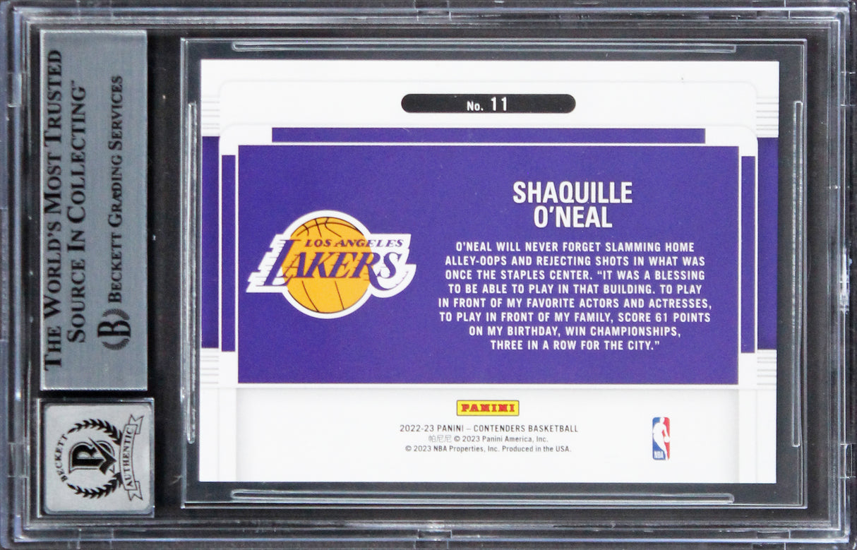 Lakers Shaquille O'Neal Signed 2020 Panini Suite Shots #11 Card Auto 10 BAS Slab