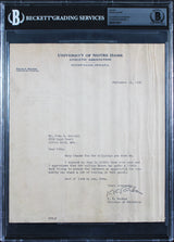 Notre Dame Knute Rockne Authentic Signed 8x9 1929 Letter Auto Graded 9! BAS Slab