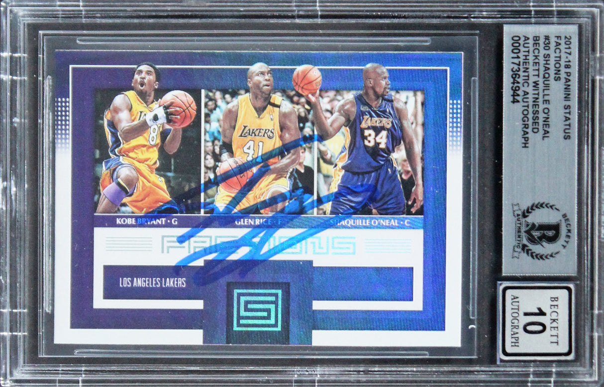 Shaquille O'Neal Signed 2017 Panini Status Factions #30 Card Auto 10 BAS Slabbed
