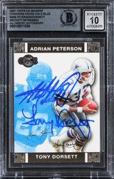 Peterson & Dorsett Signed 2007 Topps Co-Signers CF GB #48B Card Auto 10 BAS Slab