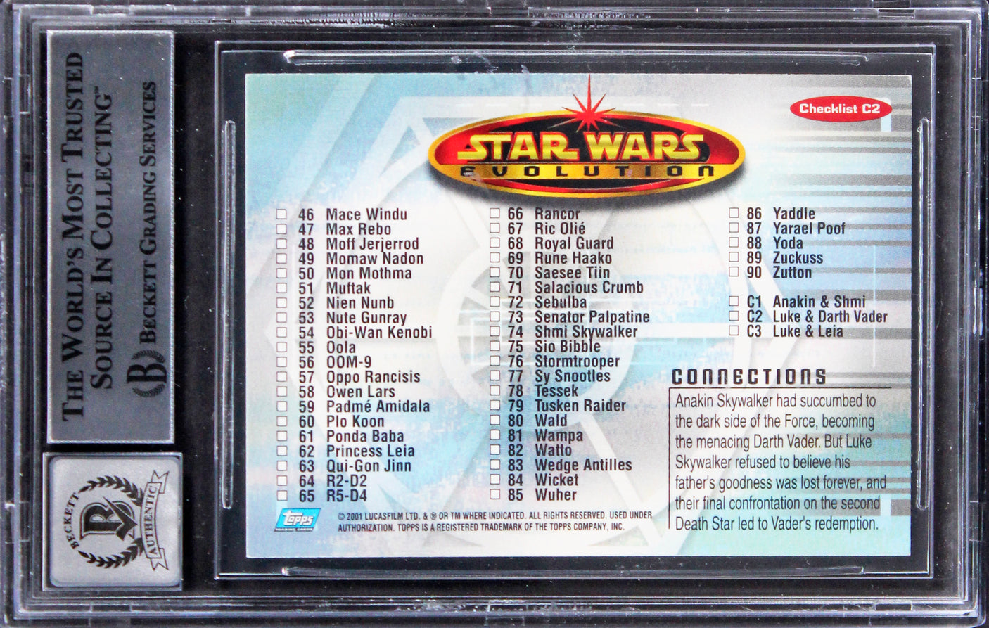 James Earl Jones & David Prowse Signed 2001 SW Evo. #C2 Card Auto 10! BAS Slab