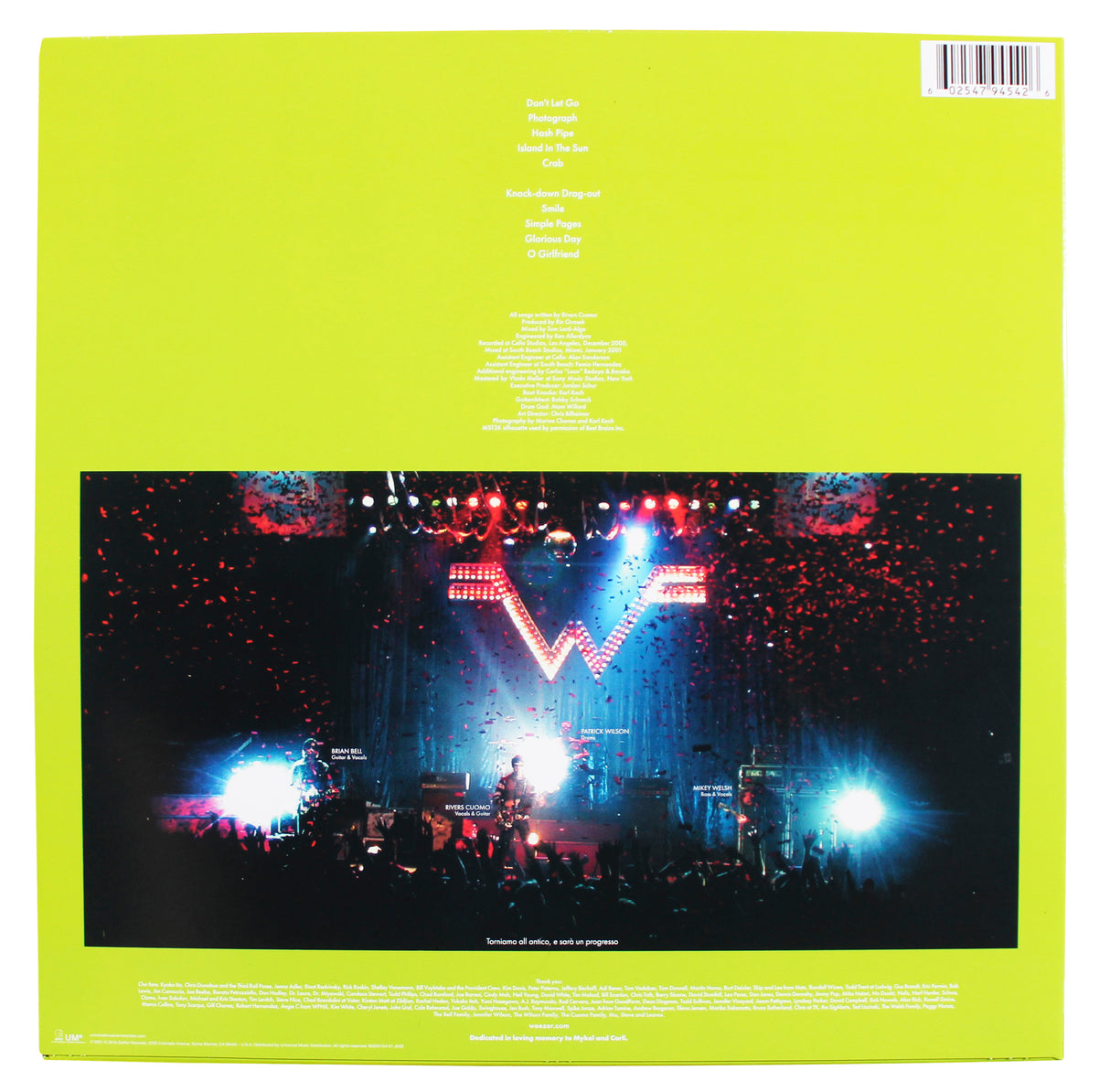 Weezer (4) Cuomo, Welsh, Bell & Wilson Signed Green Album Flat JSA #CL51538