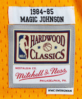 Lakers Magic Johnson Signed Yellow M&N HWC Swingman w/ Two-Tone #'s Jersey BAS W