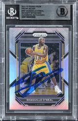 Lakers Shaquille O'Neal Signed 2022 Panini Prizm Silver #297 Card BAS Slabbed