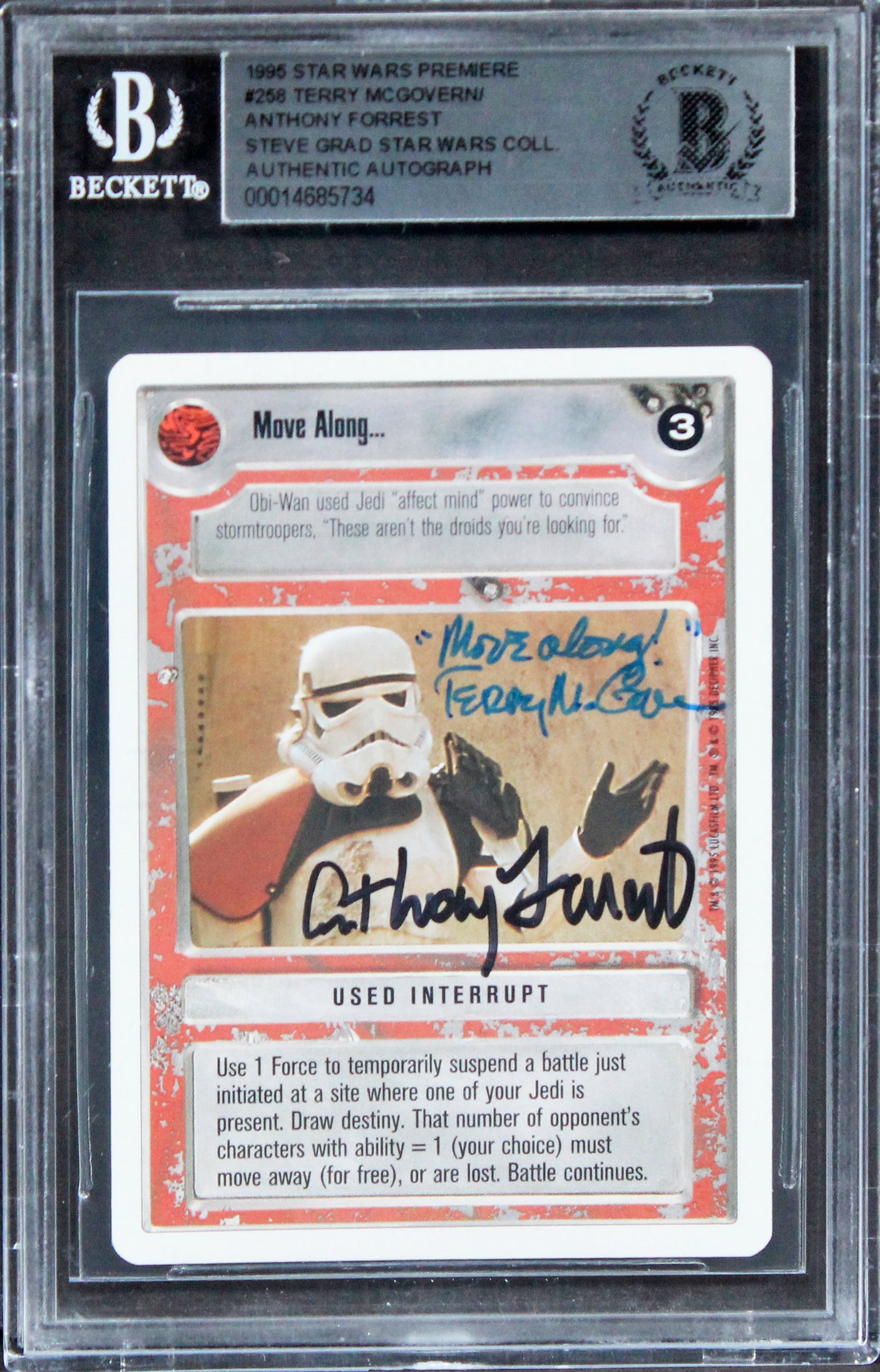 Terry McGovern & Anthony Forrest Signed 1995 Star Wars Prem. #258 Card BAS Slab