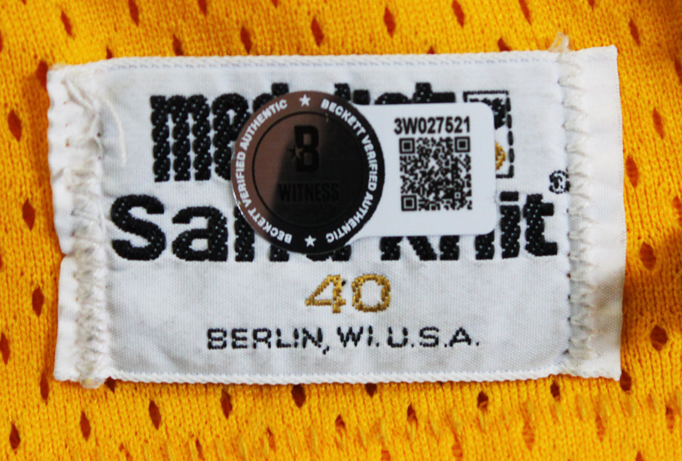 Lakers Magic Johnson "HOF 02" Signed Yellow MacGregor Sand-Knit Jersey BAS Wit 5