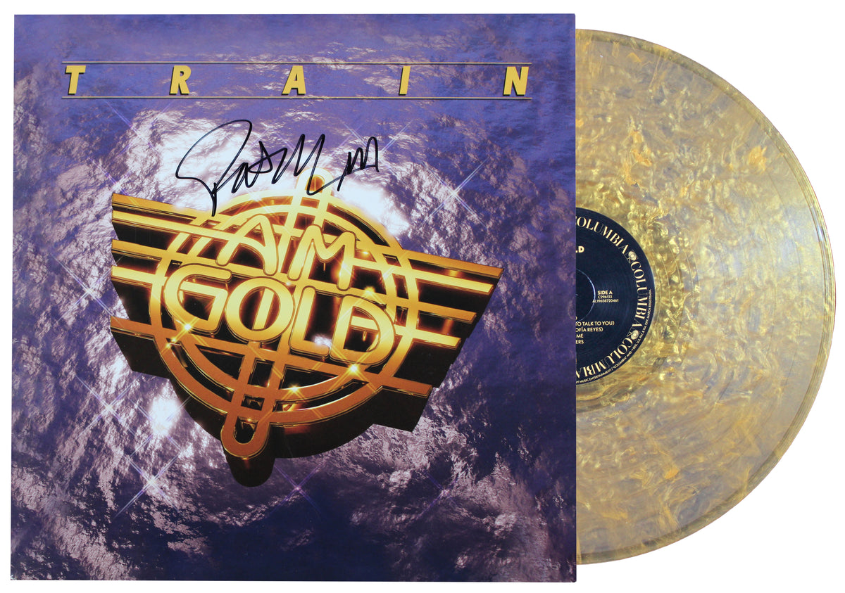 Pat Monahan Train Authentic Signed AM Gold Album Cover W/ Vinyl PSA/DNA #AQ74635