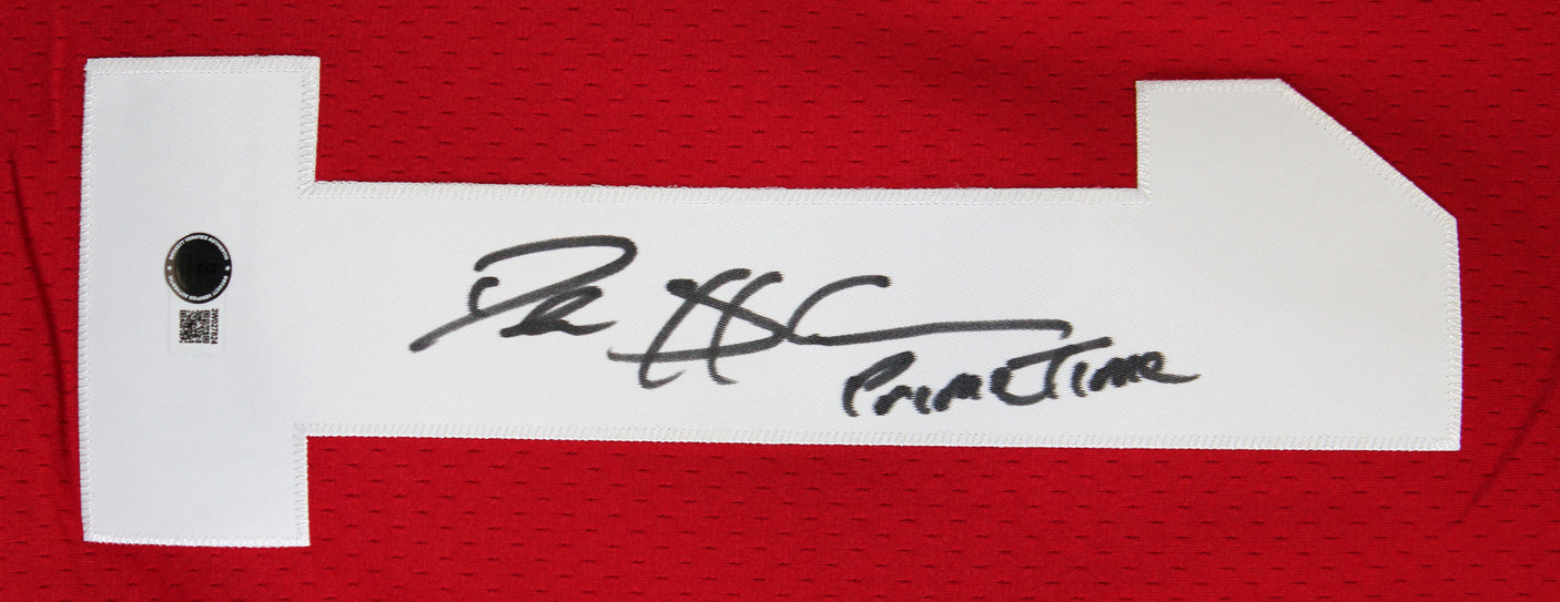 49ers Deion Sanders "Primetime" Authentic Signed Red M&N TB Jersey BAS Witnessed