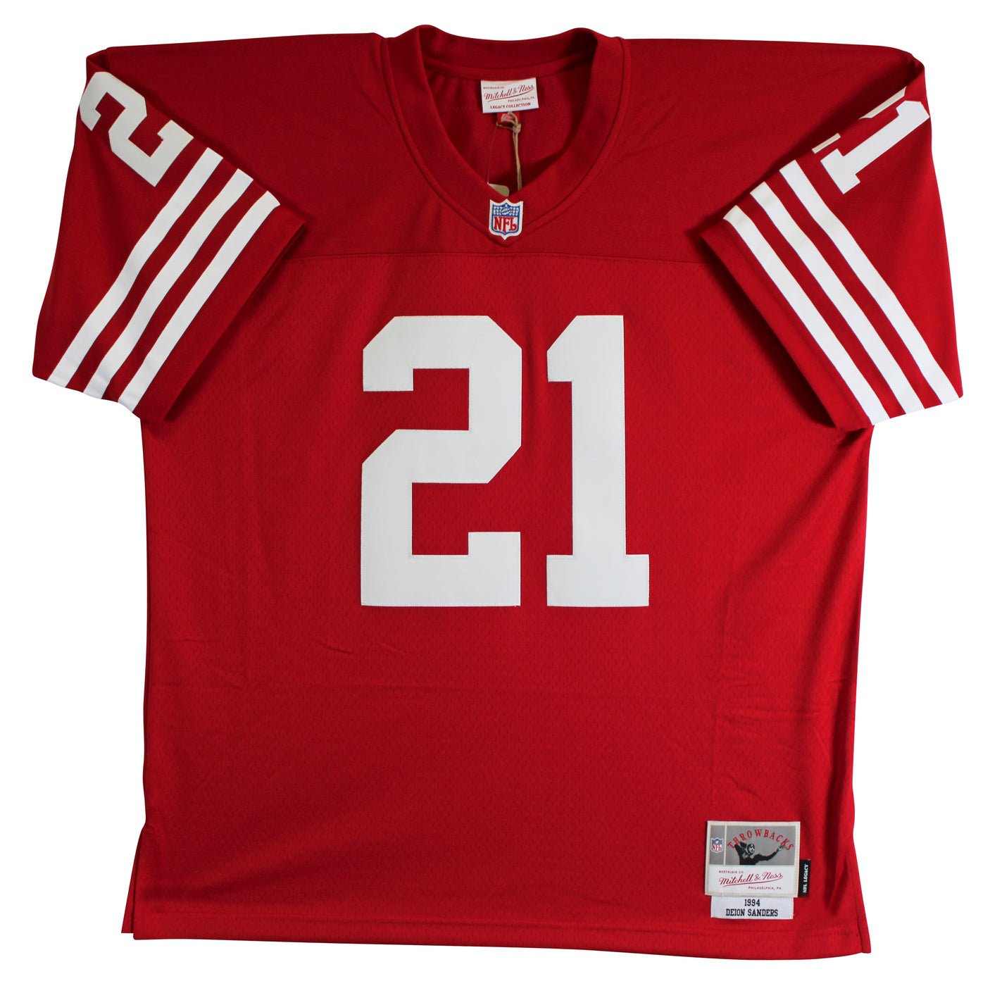 49ers Deion Sanders "Primetime" Authentic Signed Red M&N TB Jersey BAS Witnessed