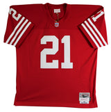 49ers Deion Sanders "HOF 2011" Authentic Signed Red M&N TB Jersey BAS Witnessed