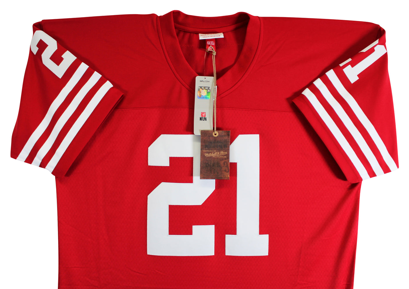 49ers Deion Sanders "Primetime" Authentic Signed Red M&N TB Jersey BAS Witnessed