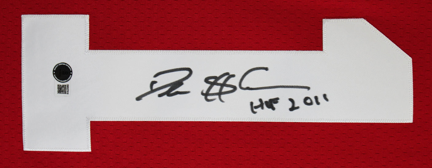 49ers Deion Sanders "HOF 2011" Authentic Signed Red M&N TB Jersey BAS Witnessed