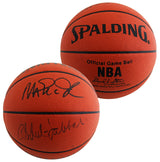 Kareem Abdul-Jabbar & Magic Johnson Signed Spalding Basketball BAS #3W027530