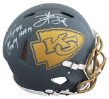 Tony Gonzalez & Travis Kelce Signed Slate F/S Speed Proline Helmet W/ Case BAS W