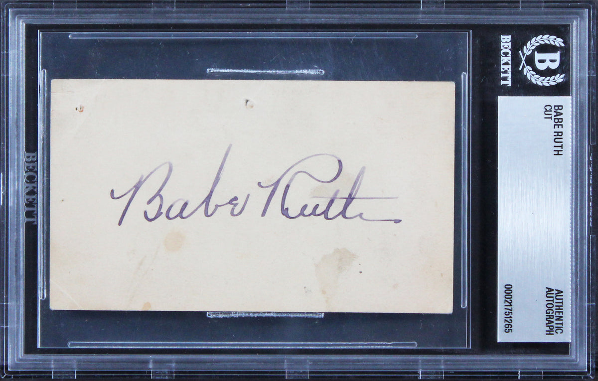 Yankees Babe Ruth Authentic Signed 2x3.5 Cut Signature PSA & BAS Slabbed