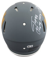Chiefs Tony Gonzalez & Travis Kelce Signed Slate F/S Speed Proline Helmet BAS W