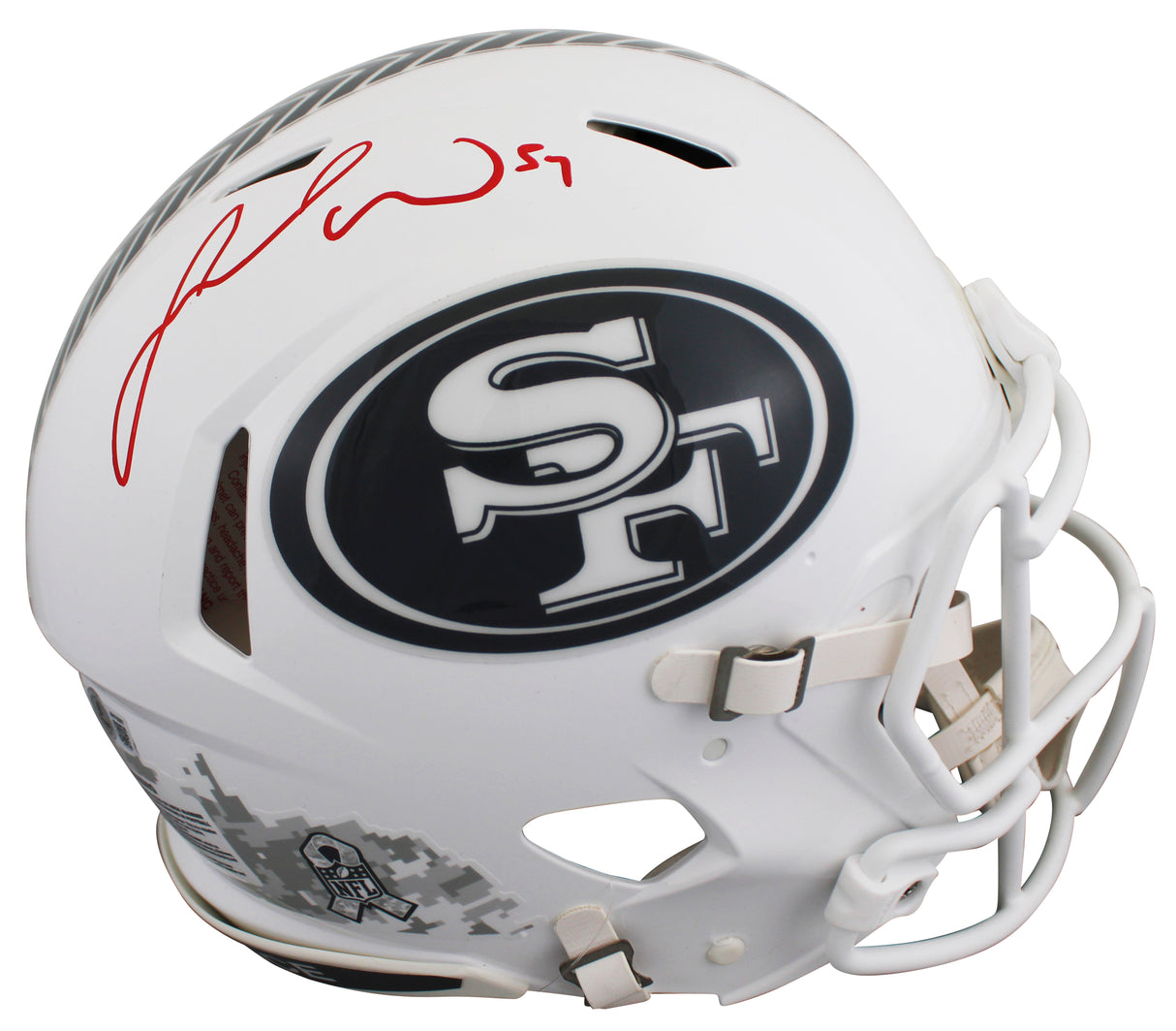 49ers Fred Warner Signed STS III Full Size Speed Proline Helmet W/ Case BAS