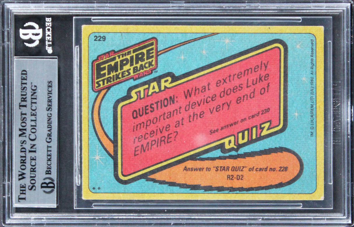 Kenny Baker Star Wars Signed 1980 Empire Strikes Back #229 Card BAS Slabbed 2