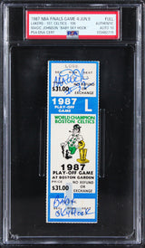 Magic Johnson Signed 1987 NBA Finals Gm 4 Full Ticket Stub Auto 10! PSA/DNA Slab