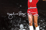 76ers Julius "Dr. J" Erving Signed 16x20 Vertical Spotlight Dunking Photo BAS
