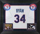 Rangers Nolan Ryan "HOF 99" Authentic Signed White Nike Framed Jersey BAS