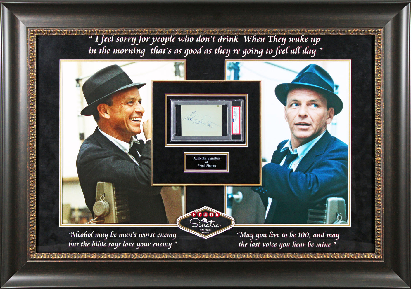 Frank Sinatra Authentic Signed & Framed Cut Signature PSA/DNA Slabbed