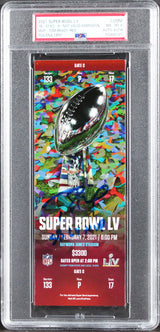Tom Brady Signed 2021 Super Bowl LV Comm Ticket Stub Graded NM-MT 8 PSA/DNA Slab