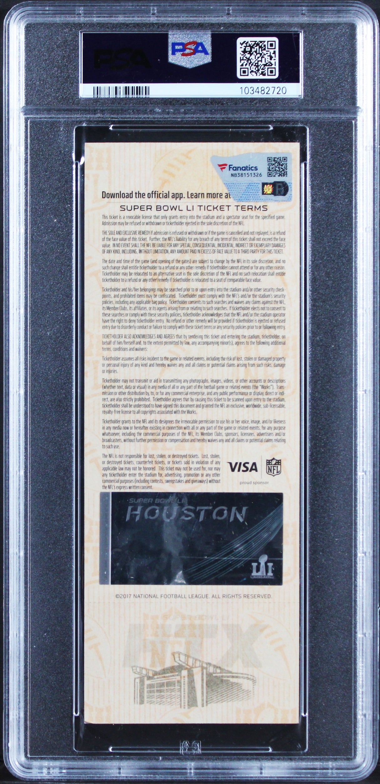 Patriots Tom Brady "SB LI Champ" Signed Super Bowl LI Full Ticket Stub PSA Slab