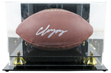 Patriots Christian Gonzalez Signed Wilson Super Grip Football W/ Case BAS Wit