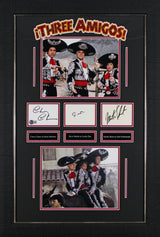 Three Amigos! Chevy Chase, Steve Martin & Martin Short Signed Framed Display BAS