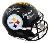 Steelers Rocky Bleier "2x Insc" Signed Full Size Speed Rep Helmet BAS Witnessed