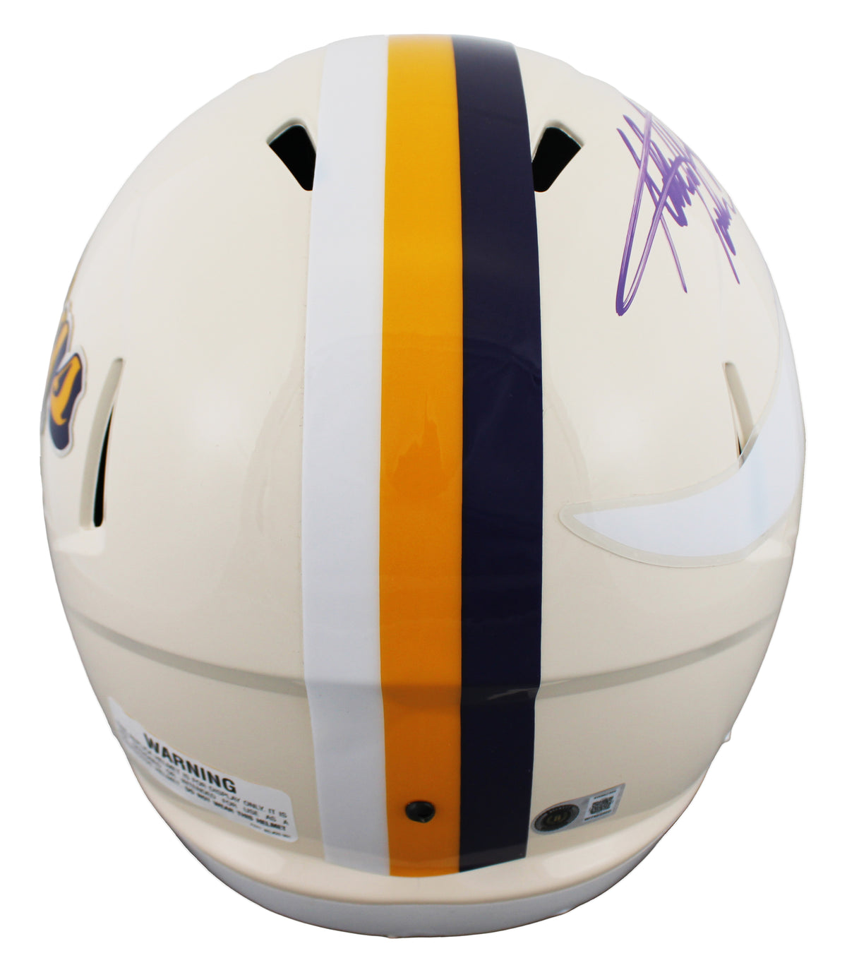Vikings Adrian Peterson Signed Retro Full Size Speed Rep Helmet BAS Witnessed