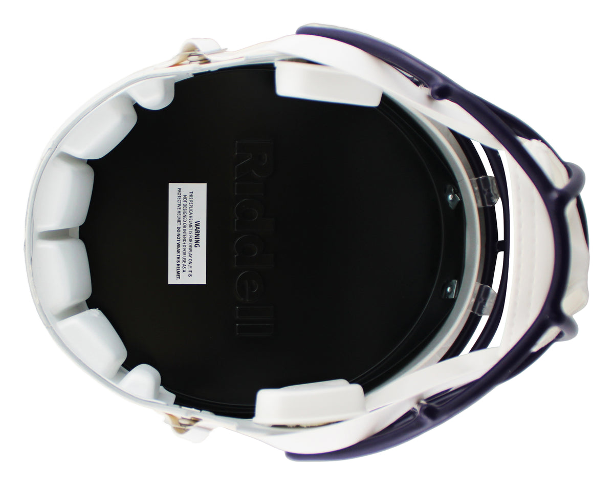 Vikings Adrian Peterson Signed Retro Full Size Speed Rep Helmet W/ Case BAS Wit