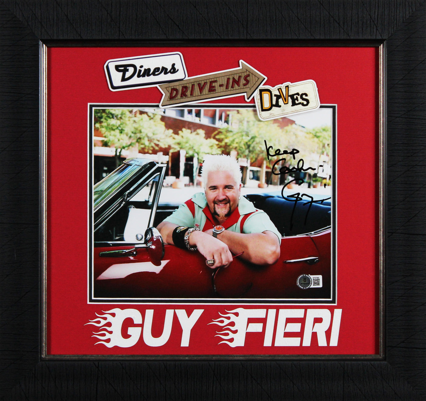 Guy Fieri Diners, Drive-Ins & Dives "Keep Cookin" Signed 8x10 Framed Photo BAS