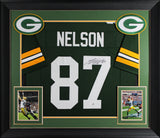Jordy Nelson Authentic Signed Green Pro Style Framed Jersey JSA Witness