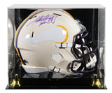 Vikings Adrian Peterson Signed Retro Full Size Speed Rep Helmet W/ Case BAS Wit