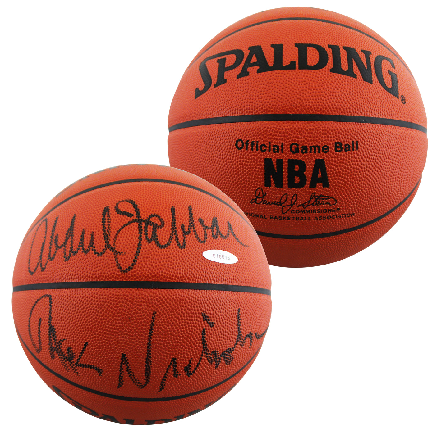 Jack Nicholson & Kareem Abdul-Jabbar Signed Spalding Basketball JSA #Z40743