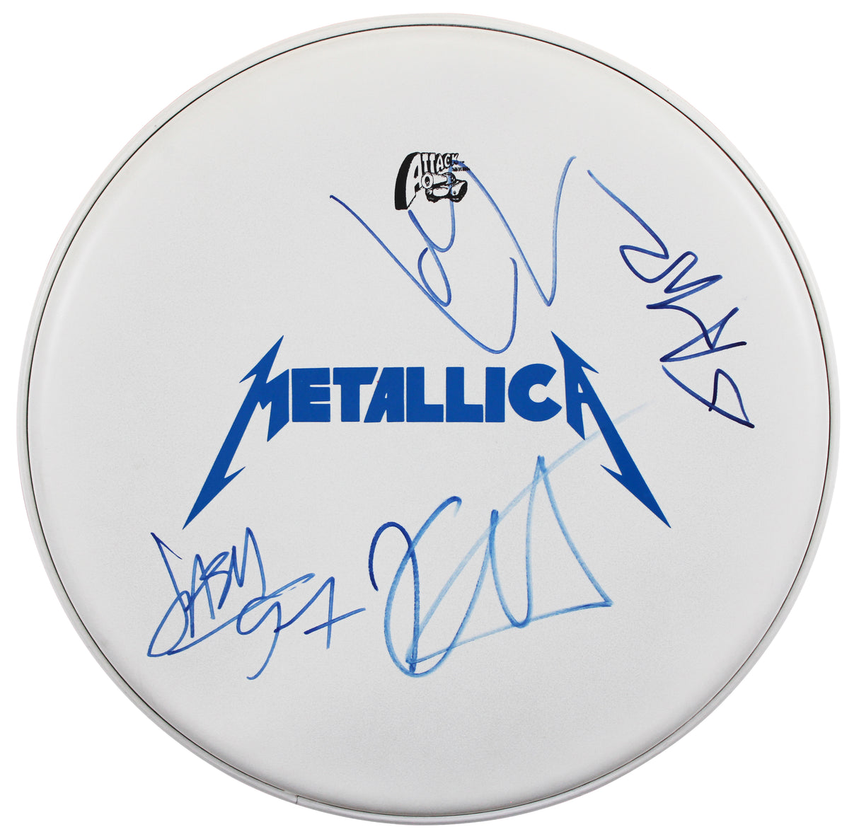 Metallica (4) Hetfield, Ulrich, Hammett +1 Signed 15 Inch Drum Head BAS #AD04336
