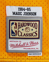 Lakers Magic Johnson Signed Purple & Yellow M&N 84-85 HWC Swingman Jersey BAS W