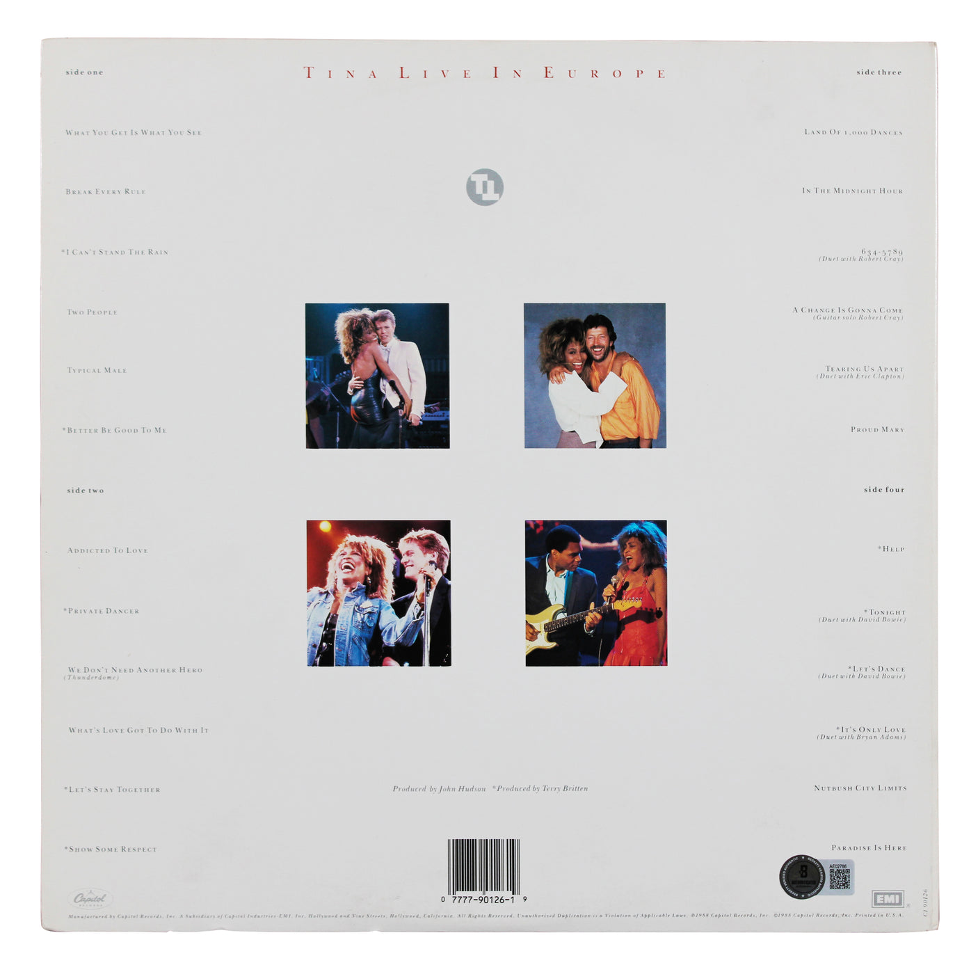 Tina Turner Signed Tina Live in Europe Album Cover W/ Vinyl BAS #AE02786