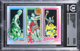 Bird/Magic/Johnson Signed 1996 Stadium Club Reprints Refractors #8 Card BAS Slab