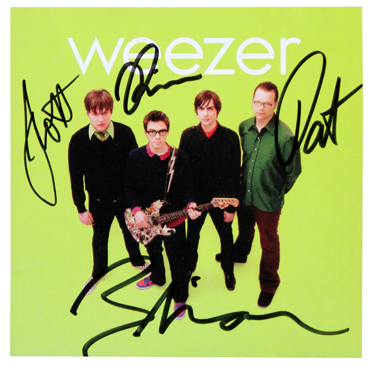 Weezer (4) Cuomo, Shriner, Bell & Wilson Signed Green Album Cd Insert JSA