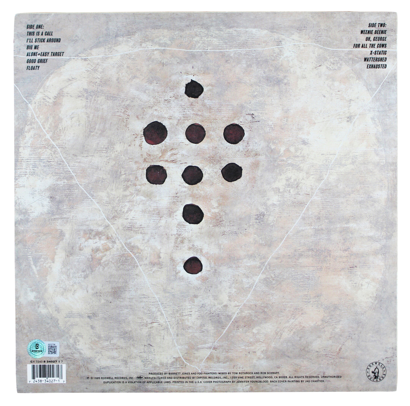 Foo Fighters (3) Grohl, Smear, & Mendel Signed Album Cover W/ Vinyl BAS #AE02796