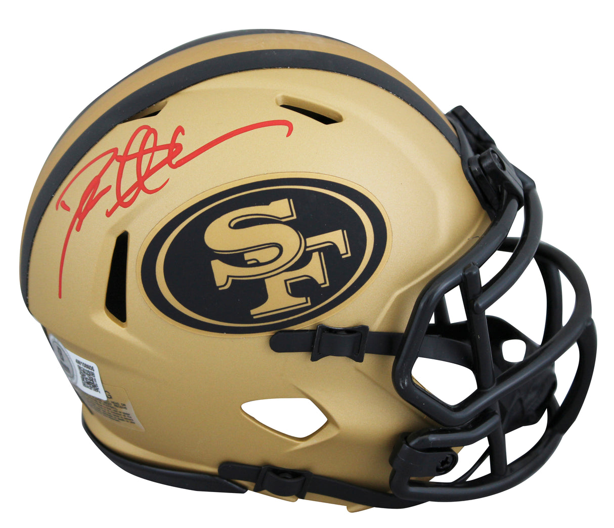 49ers Deion Sanders Authentic Signed Rave Speed Mini Helmet W/ Case BAS Witness